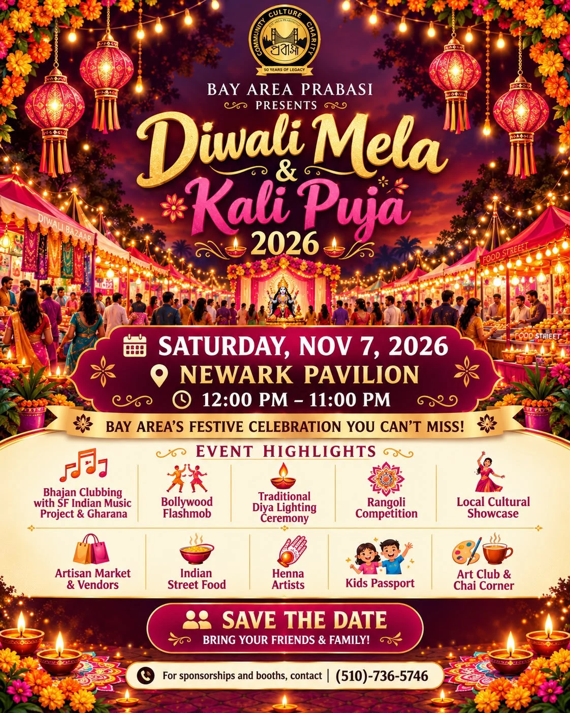 Bay Area Prabasi Diwali Mela & Kali Puja 2026 official poster