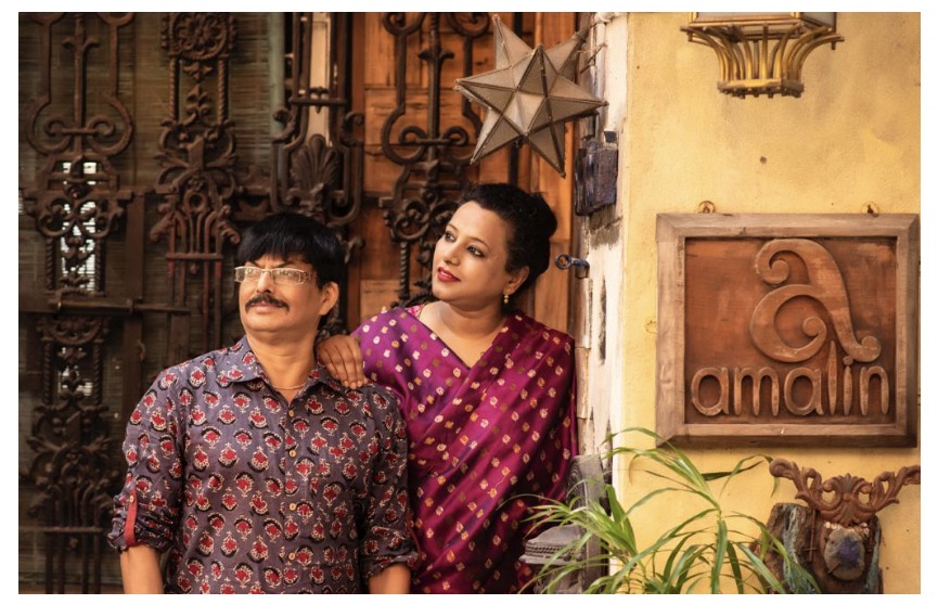 Amalin and Kanaklata Datta in front of Studio Amalin